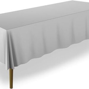 Lann's Linens - 10 Premium 60" x 126" Tablecloths for Wedding/Banquet/Restaurant - Rectangular Polyester Fabric Table Cloths - Silver