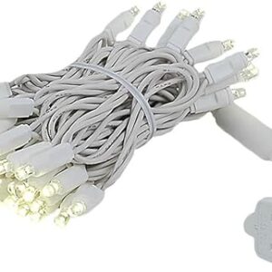 Novelty Lights 50 Commercial LED Christmas Lights (Warm White), 11 Feet w/ 2.5 inch Bulb Spacing, 5mm Bulbs, UL Listed, White Wire String Lights
