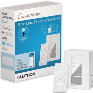 Lutron Caseta Single-Pole/3-Way Smart Lighting Lamp Dimmer and Remote Kit | P-PKG1P-WH | White