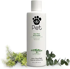 John Paul Pet Australian Tea Tree and Eucalyptus Oil Shampoo for Dogs and Cats Cleanses Moisturizes and Soothes Skin Irritations 16-Ounce