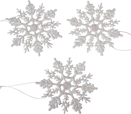 Darice 1619-60 10-Piece Pearlized Snowflake Ornament, 4-Inch