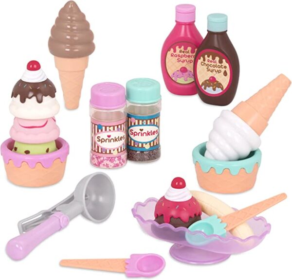 Battat – Toy Food – Ice Cream Set – Kitchen Accessories For Kids – Pretend Play – Ages 3 Years Old & Up – Sweet Treats Ice Cream Parlour