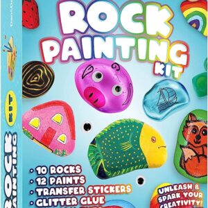 Rock Painting Kit for Kids - Arts and Crafts for Girls & Boys Ages 6-12 - Craft Kits Art Set - Supplies for Painting Rocks - Best Tween Paint Gift Ideas for Kids Activities Age 6 7 8 9 10 11
