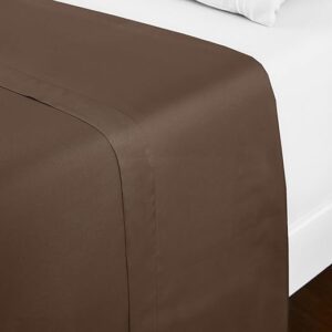 Mellanni King Size Flat Sheet - Iconic Collection Bedding Sheets - Hotel Luxury, Extra Soft, Cooling Top Sheet - Easy Care - Wrinkle, Fade, Stain Resistant - 1 Flat Sheet Only (King, Brown)
