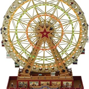 Mr. Christmas World's Fair Grand Ferris Wheel Musical Animated Indoor Christmas Decoration, 15 Inch, Gold